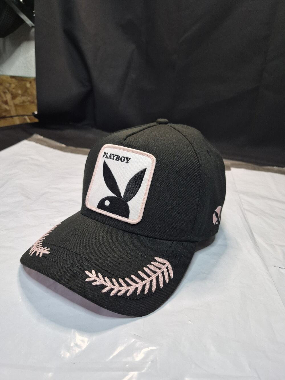 Playboy Hat Cap By Lids Exclusive Black Pink Bunny Patch Stitched Snapback Clean